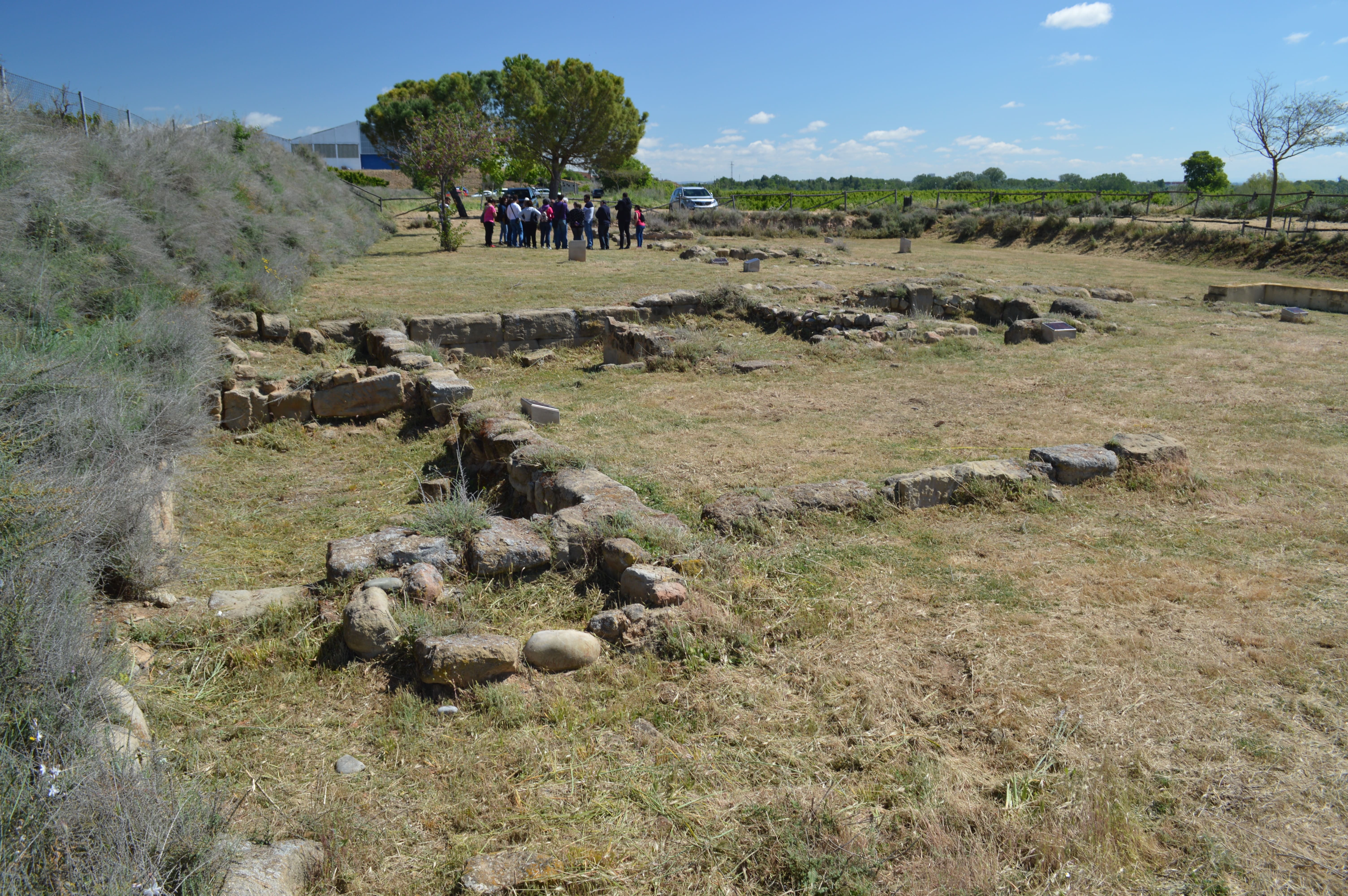 Un grup de docents visita unes restes arqueològiques en una sortida de Descobrim el Segrià a Corbins